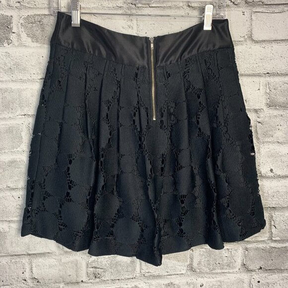 Anthropologie Plenty Tracy Reese Black Pleated Sheer Crochet Lace A-Line Skirt - Picture 5 of 11